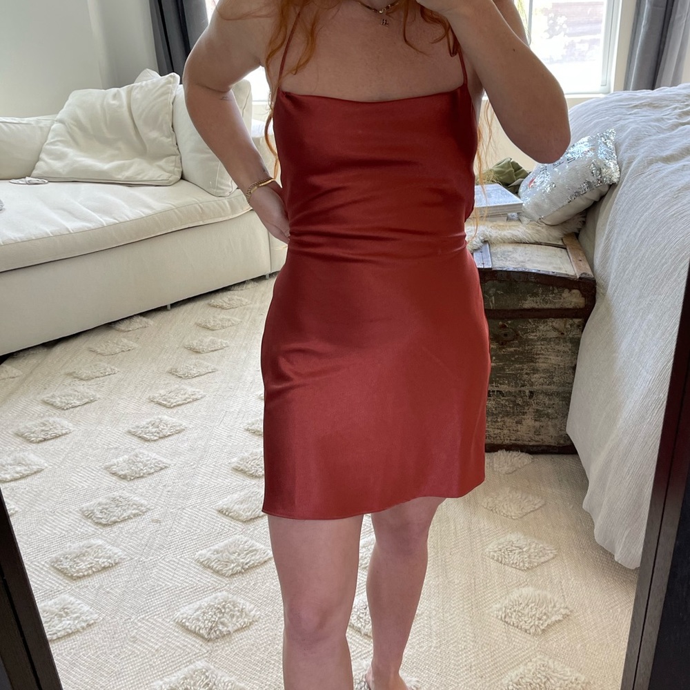 Burnt Orange Mini Slip Dress